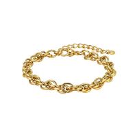 SKENUDY Bracelet étanche en acier inoxydable 316L or 14 carats pour homme, chaîne cubaine, largeur : 9 mm, longueur : 17 cm + 2, bijoux hypoallergéniques, cadeaux d'anniversaire, amis, 6.7 inches