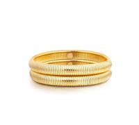 SKENUDY Bracelets remplis de bracelet d'or pour femmes en acier inoxydable élastique Chaîne de liaison Bracelets flexibles imperméables à l'eau (8mm de large, 7,0 pouces de long)