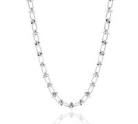SKENUDY Collier en argent pour femme - Chaîne épaisse nouée en argent - Collier tendance en acier inoxydable argenté