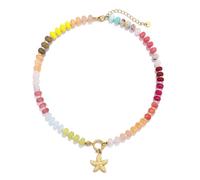 SKENUDY Coloré pierre précieuse arc-en-ciel perle collier pour les femmes, pierre naturelle Perles Choker, Boho Surfer Beach colliers colorés, Starfish Charm bijoux d'été