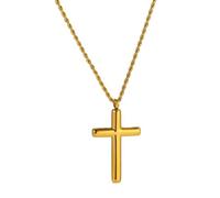 SKENUDY Pendentif en acier inoxydable cylindrique en or croix collier croix pour hommes imperméable non ternir collier hypoallergène et cadeaux bijoux pour papa mari fils et amis