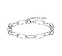 SKENUDY Platé argent élégant long en acier inoxydable gros oval clip à papier chaîne bracelet pour les femmes et les hommes vêtements quotidiens bijoux