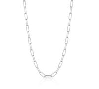 SKENUDY Platé argent élégant long en acier inoxydable gros oval clip à papier chaîne de liaison collier pour les femmes et les hommes vêtements quotidiens bijoux
