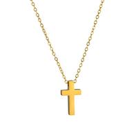 SKENUDY Trompette en acier inoxydable or croix collier croix pendentif pour hommes imperméable non ternir collier hypoallergène et cadeaux bijoux pour papa mari fils et amis