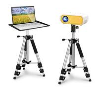 SKERELL Trépied pour Projecteur en alliage aluminium,Support projecteur et ordinateur portable et caméra,facile à transporter,hauteur réglable de 43-122cm,avec plateau,tête de balle et sac à dos