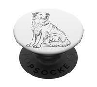 Sketch Art pour Les Amoureux des Chiens Border Collie PopSockets PopGrip Adhésif
