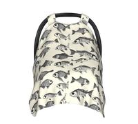 Sketch Big Eye Fish Print Housses de siège auto pour bébé, housse d'allaitement respirante, housse d'allaitement, housses de poussette, auvent multi-usage pour siège auto pour bébé, garçons et filles