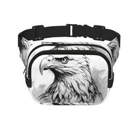 Sketch Eagle Head Fitness Sac à bandoulière de voyage, sac banane tendance et décontracté, sac banane carré double couche, noir, taille unique, Noir/blanc, One Size