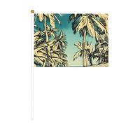 Sketch Hawaii Lot de 6 drapeaux à main et 10 bâtons de drapeau pour défilé, fête, bar, anniversaire