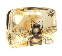 Sketch Honey Bee Trousse de maquillage pour femme, trousse de toilette de voyage, grande pochette de maquillage en PVC pratique avec fermeture éclair, multicolore, 18.5x7.5x13cm/7.3x3x5.1in, Trousse