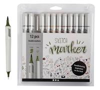 Sketch markers, 1 Pack, 12 pcs., Line 1+2-5 mm, Mute Colors