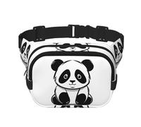 Sketch of a Panda Fitness Travel Shoulder Bag Fashion and Casual Waist Bag Square Double Layer Waist Bag Black One Size, Noir/blanc, One Size