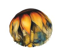 Sketch Of A Sunflower Bonnet de douche imperméable réutilisable pour femme - Couvre-cheveux élastique pour bain, spa, voyage et utilisation quotidienne