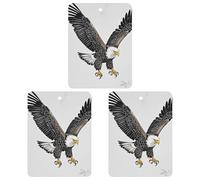 Sketch of Bald Eagle Diving Car Lot de 3 désodorisants carrés à suspendre pour voiture, maison, bureau, style gris