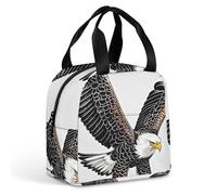Sketch of Bald Eagle Sac à déjeuner pour homme et femme - Sac fourre-tout isotherme portable avec poignée, étanche et réutilisable pour le travail, le pique-nique, les voyages