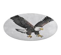 Sketch of Bald Eagle Tapis rond doux et absorbant antidérapant pour chambre à coucher, salon, décoration d'intérieur 80 x 80 cm