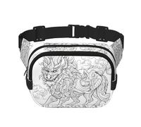 Sketch of Monster Fitness Sac à bandoulière de voyage, sac banane tendance et décontracté, sac banane carré double couche, noir, taille unique, Noir/blanc, One Size