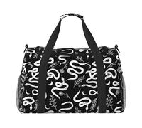 Sketch Simple White Snake Weekender Overnight Duffel Bag Carry On Bag Sac de gym pour femmes et hommes, sac de voyage pour objets personnels