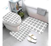 Sketch Tiger - Lot de 3 tapis de salle de bain à imprimé cool - Tapis de bain absorbant, antidérapant et lavable - Housse pour abattant de toilette en forme de U - Tapis de contour doux pour salle de