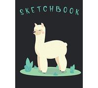 Sketchbook - All Black: A Large Black Paper Sketchbook With Cute Llama - 8.5 X 11 In - 100 Pages Black Drawing Paper For Gel Pens, Metallics, Pastel, White Ink ,Sharpies Or Neon Highlighter Pens Bla