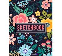 Sketchbook: Carnet De Croquis Skizzenbuch Album Da Disegno Cuaderno De Bocetos: 100 Blank Page Sketch Book For Drawing, Doodling & Writing: Yellow & Pink Modern Florals 552-4