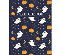 Sketchbook: Cute Ghosts & Pumpkins Pattern: Whimsical Halloween Night Sky Aesthetic Journal for Drawing and Creativity 8.5 x 11