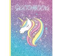 Sketchbook: Cute unicorn on pink and purple sparkly glitter effect background. Large sketchbook 110 pages 8.5 x 11 inches. Perfect for drawing and sketching