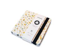 Sketchbook de voyage 12 x 12 cm - Carnet d'art 300 g/m² Hot Press avec couverture 100% coton - Carnet de croquis pour aquarelle, encre, crayon, huile et acrylique portable (fleurs)