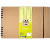 Sketchbook Kraft Spirales Et Élastique Noir 30 X 20 Cm Papier 128 G/M² 80 Pages De Papier À Dessin Idéal Pour Le Dessin, Croquis Idées Créatives