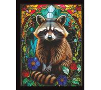 SKETCHBOOK, Raccoon, Art Nouveau, Stained Glass: LARGE sketchbook, 250 pages, Hardcover, 8.5x11 inches