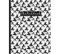 Sketchbook with Numbered Unlined Pages 8.5 x 11 Paperback: Ghosts in Witch Hats Pattern: Spooky & Playful Halloween Art Journal for Drawing & Creative Ideas