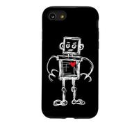 Sketched Robot with Heart & Feelings Robotics Coque pour iPhone SE (2020) / 7/8
