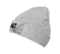 Sketching an Eagle Bonnet tricoté chaud imprimé noir extensible sans bord, adapté pour le ski, la course à pied et au quotidien., Gris, taille unique