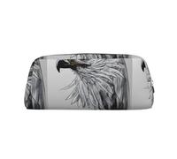 Sketching an Eagle Trousse à crayons légère et portable en cuir avec fermeture éclair 20,5 x 5,5 x 8 cm pour bureau, voyage, maquillage, Argenté., Taille unique, Pochette à monnaie