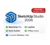 Sketchup Studio 2026 Licence Officelle 1 An - Sketchup Pro & Layout & Style Builder & V-Ray - Windows/Mac