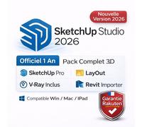 Sketchup Studio 2026 Officiel 1 An - Pack Complet 3d : Sketchup Pro, Layout, V-Ray & Revit Importer - Win/Mac/Ipad