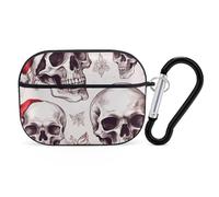 Sketchy Skulls Coque pour AirPod Pro, anti-rayures en polycarbonate rigide avec porte-clés, accessoires pour AirPod Pro 2e/1ère coque pour homme et femme, style noir