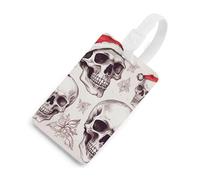 Sketchy Skulls Étiquettes à bagages avec carte d'identité, étiquettes de sac de voyage durables, étiquettes imperméables pour valises, sacs à dos et étuis de voyage, style blanc