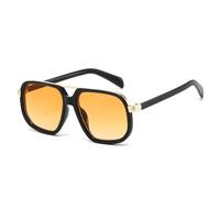 SKFGNX Lunettes de soleil aviateur à double pont, style rétro, à verres dégradés, protection UV400, pour femmes et hommes, noires et oranges, taille 1.