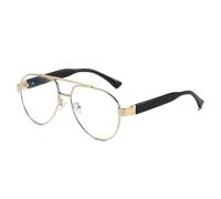 SKFGNX Lunettes de soleil aviateur rétro en métal à double pont pour homme, verres dégradés, protection UV400, style punk tendance pour femme, dorées, noires et transparentes, taille 1.