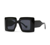 SKFGNX Lunettes de soleil carrées oversize à rayures vintage contrastées, protection UV400, noir et gris, taille 1