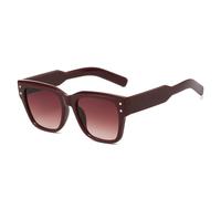 SKFGNX Lunettes de soleil carrées vintage à rivets pour hommes, verres dégradés tendance, protection UV400, style léopard, rouge foncé, rouge thé, 1