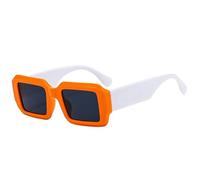 SKFGNX Lunettes de soleil carrées vintage pour femmes, protection UV400, style punk tendance, à contraste de couleurs, orange, blanc, gris, taille 1.