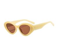 SKFGNX Lunettes de soleil œil de chat tendance, jaune thé translucide, style rétro, à contraste de couleurs, protection UV400, ovales, pour femmes et hommes.