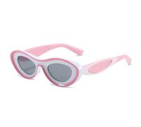 SKFGNX Lunettes de soleil œil de chat vintage à contraste de couleurs, monture ovale tendance pour femme et homme, protection UV400, modèle unique, rose, blanc et gris, taille 1.