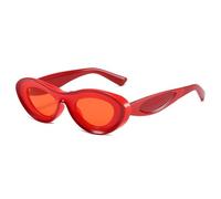 SKFGNX Lunettes de soleil œil de chat vintage à contraste de couleurs, monture ovale tendance pour femmes et hommes, protection UV400, modèle unique, rouge, taille 1.