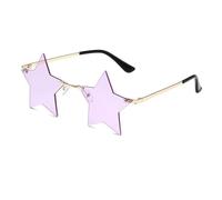 SKFGNX Lunettes de soleil pentagramme sans monture, style tendance, étoile à cinq branches, protection UV400, violet clair, taille 1