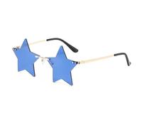 SKFGNX Lunettes de soleil pentagramme sans monture, style tendance, étoile à cinq branches, protection UV400, bleu royal, taille 1