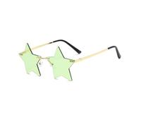SKFGNX Lunettes de soleil pentagramme sans monture, style tendance, étoile à cinq branches, protection UV400, vertes, taille 1