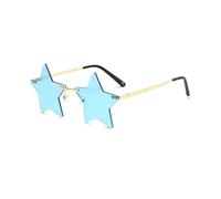 SKFGNX Lunettes de soleil pentagramme sans monture, style tendance, étoile à cinq branches, protection UV400, bleues, taille 1